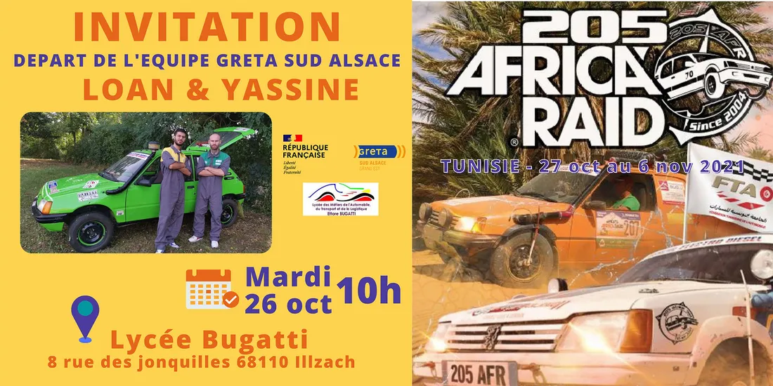 Départ de l'équipe Greta Sud Alsace pour le 205 Africa Raid